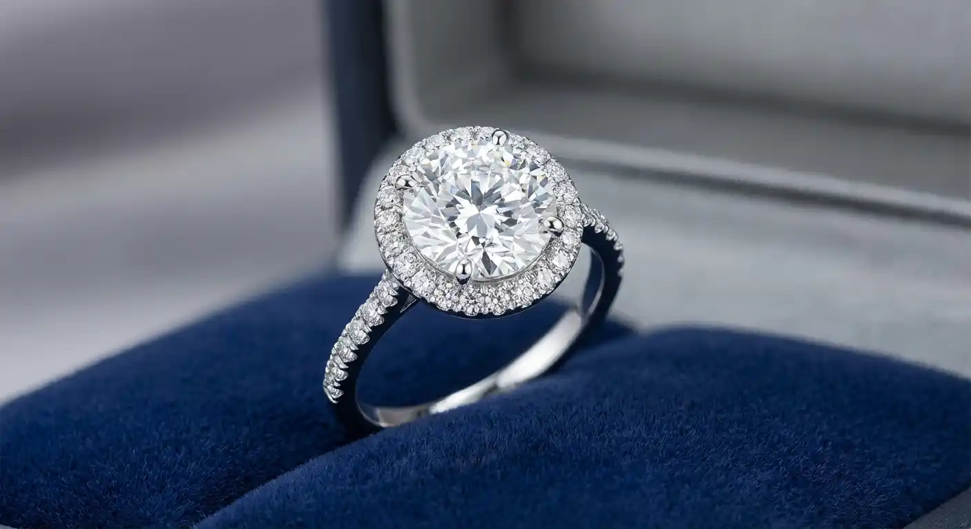 Cover Image for 14K White Gold Lab-Grown Diamond Halo Engagement Ring 0.50 Carat Center