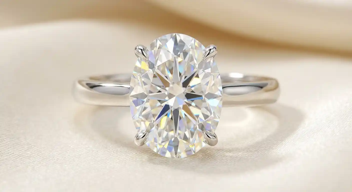 Cover Image for 2 Carat Oval Cut Moissanite Engagement Ring 14K White Gold