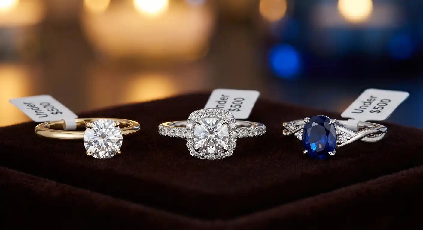 Beautiful affordable engagement rings displayed elegantly