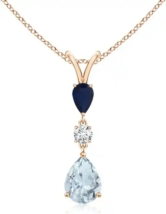 Cover Image for Gem Stone King Sky Blue Aquamarine and Blue Sapphire Pendant Necklace
