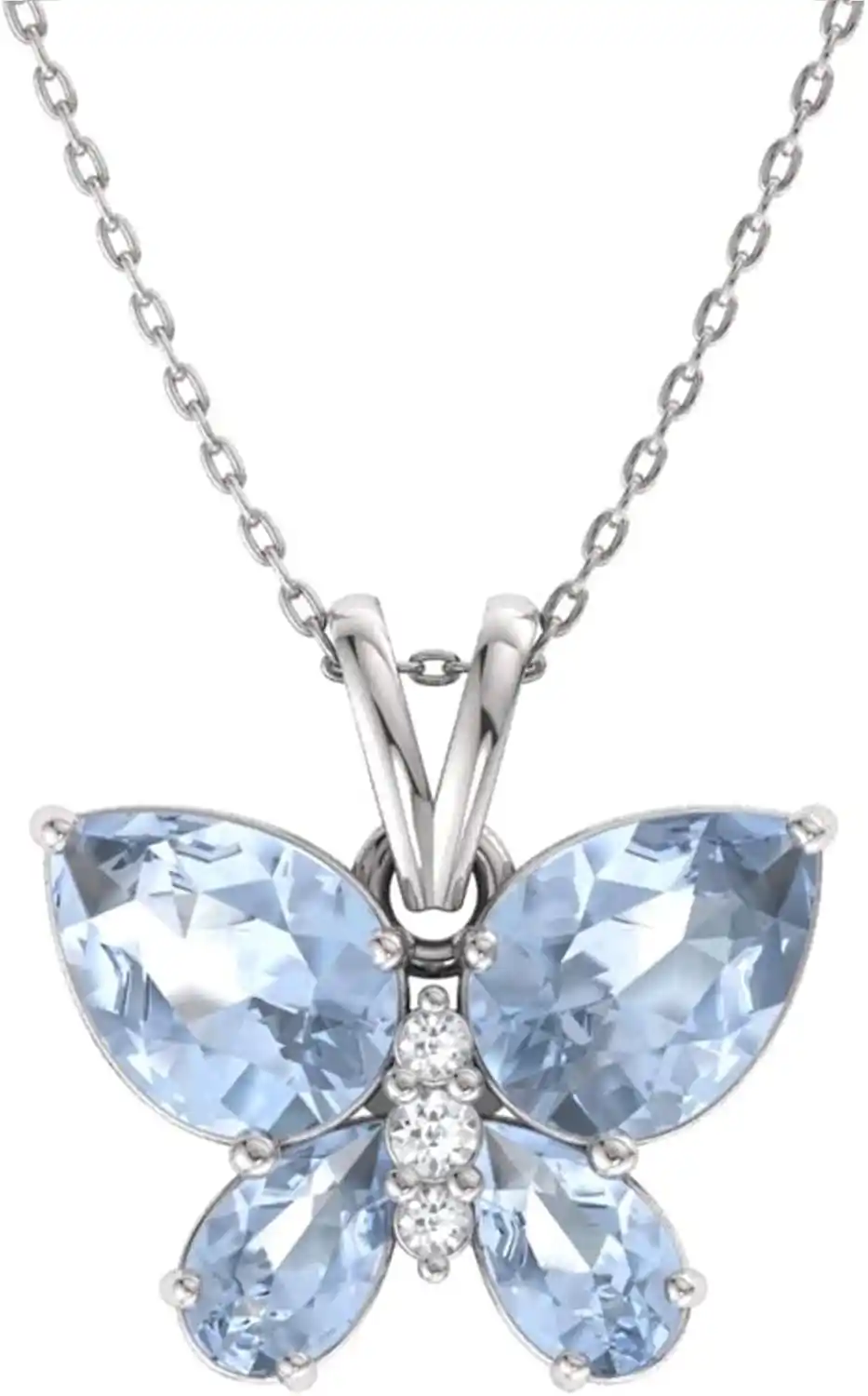 Cover Image for Diamondere Natural and Certified Gemstone and Diamond Butterfly Necklace in 14k White Gold