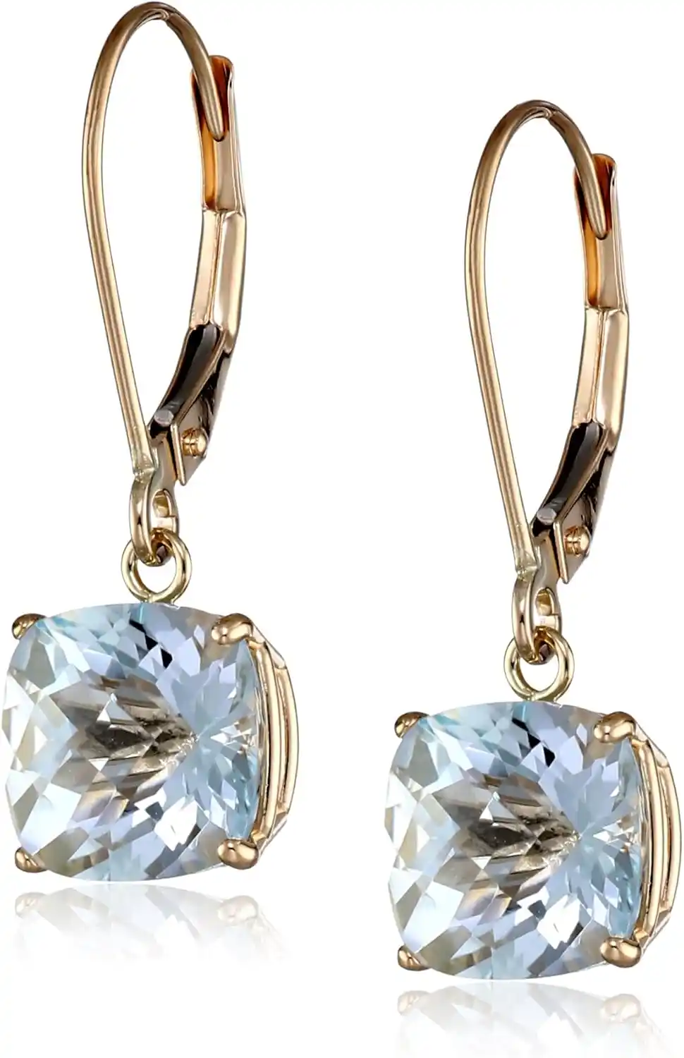Cover Image for Amazon Collection 10k Gold Cushion-Cut Checkerboard Gemstone Leverback Earrings