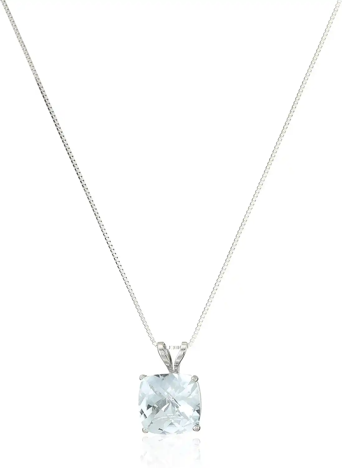 Cover Image for PEORA Solid 14K White Gold Aquamarine Pendant, 0.75 Carat Cushion Cut 6mm