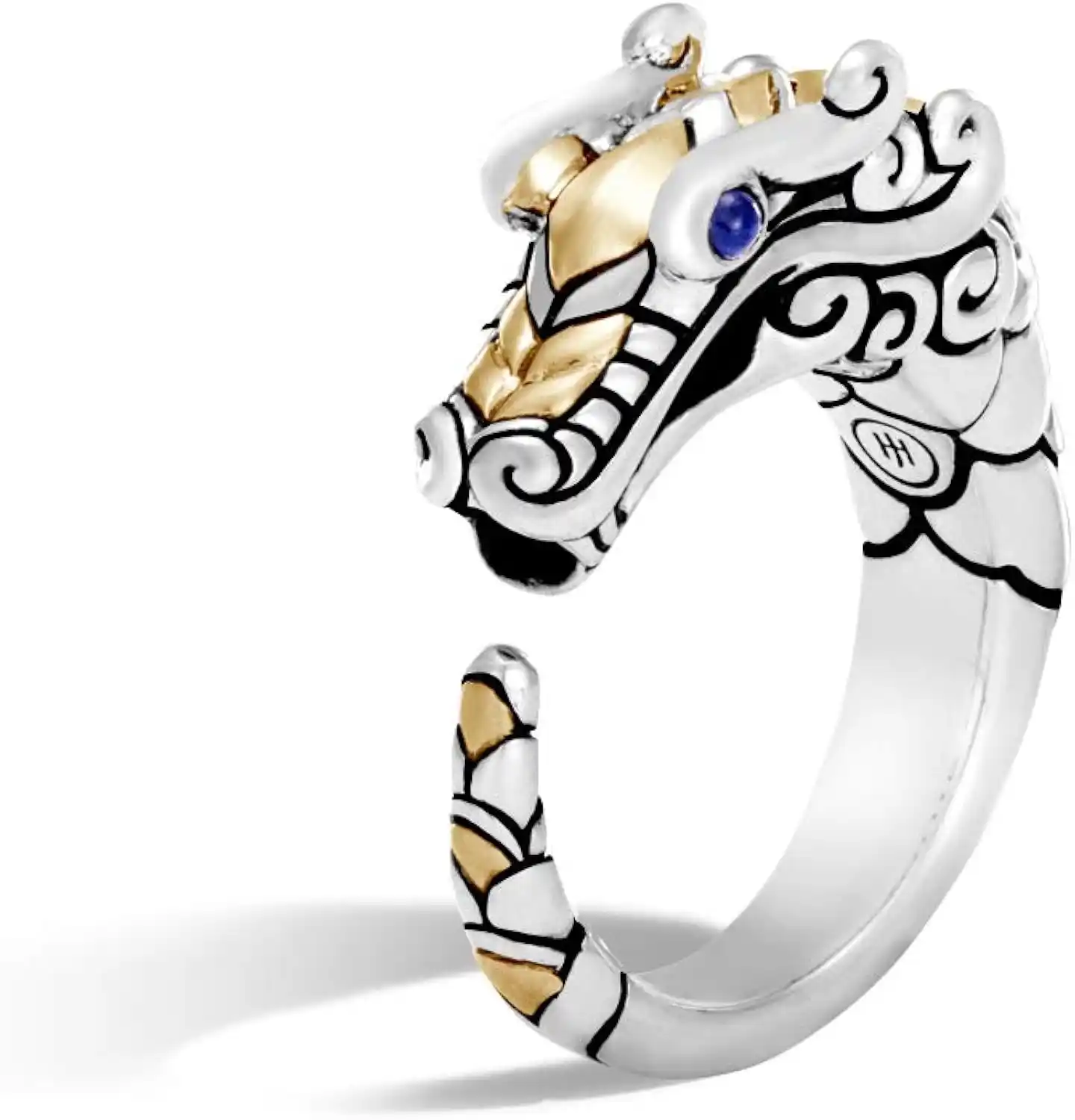Cover Image for John Hardy Men's Legends Naga Silver Ring with Blue Sapphire Eyes